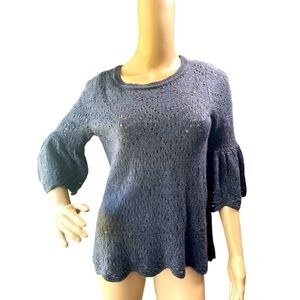 LC Lauren Conrad Gray Knitted Pattern‎ Crew Neck Long Sleeve Sweater Size Small